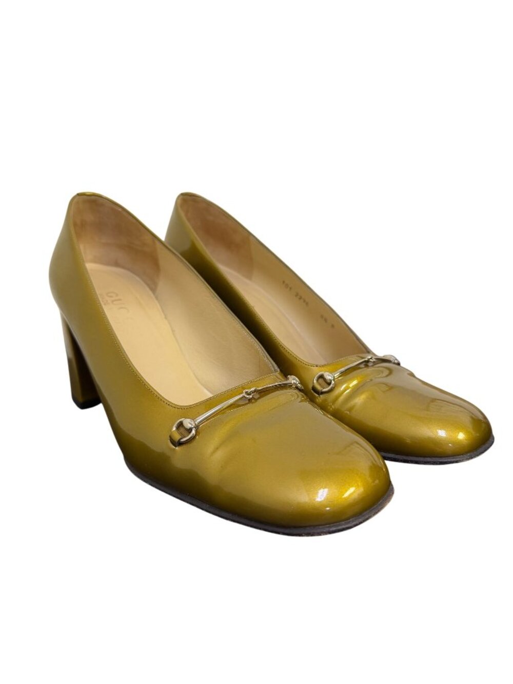 Gucci Green Patent Leather Low Heel Pumps 8.5